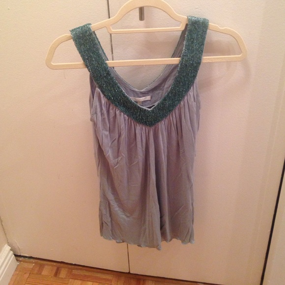 Light blue beaded tank top
