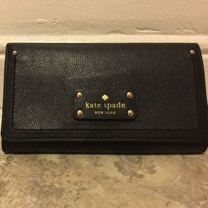 Kate Spade Newbury Tri-Fold Black Leather Wallet