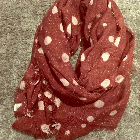 Magenta with pale pink polka dot light scarf/wrap