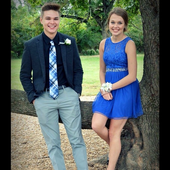 Royal Blue Lace/Beaded Formal Dress - Picture 1 of 3