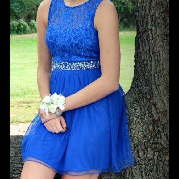 Royal Blue Lace/Beaded Formal Dress - Picture 3 of 3
