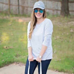 Vineyard Vines Striped Grey Heather Knot Top Tee