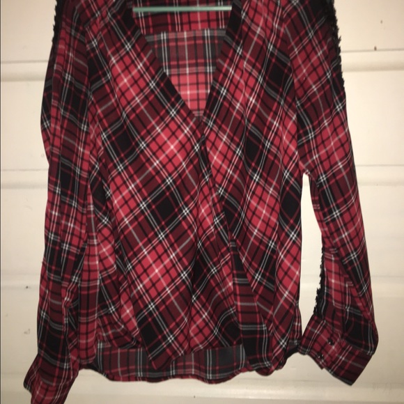 Xoxo plaid blouse with sequence