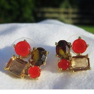 Kate Spade Tortoise/Red Cluster Stud Earrings