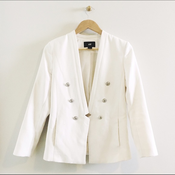 white blazer with silver buttons