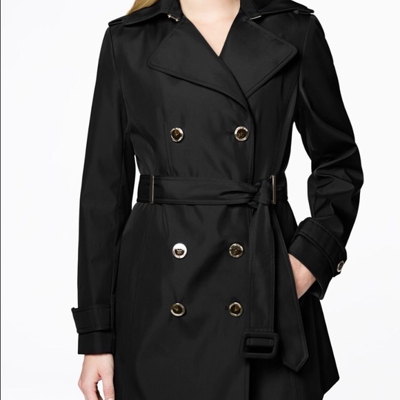 Black double breasted trench coat