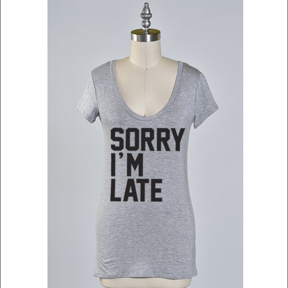 π Sorry I'm Late T-Shirt in Gray - Picture 2 of 2