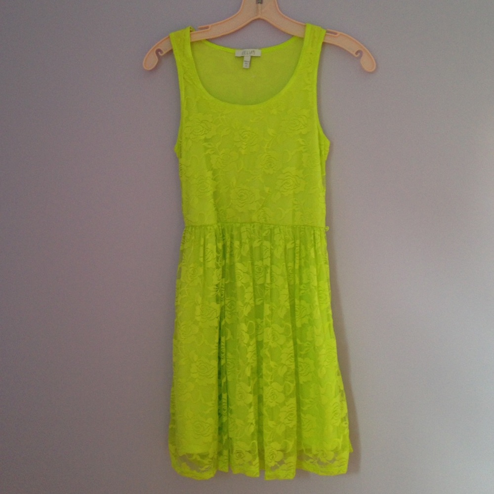 Neon Yellow Lace Delia's Dress NWOT