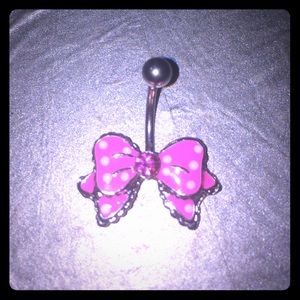 Pink Bow Belly Button Ring