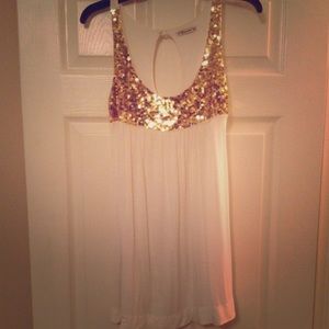 White and Gold Sequin Dress