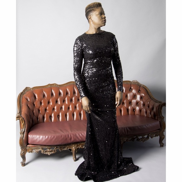 MRW Collection black sequin customs gown - Picture 4 of 4