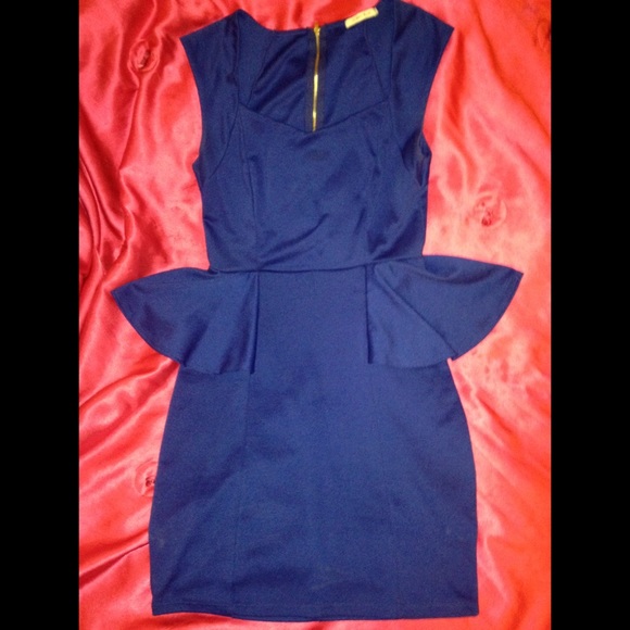Blue mini peplum dress - Picture 1 of 3