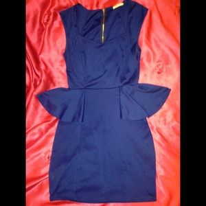 Blue mini peplum dress