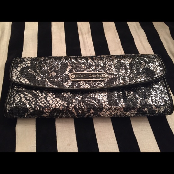 Betsy Johnson silver and black bag