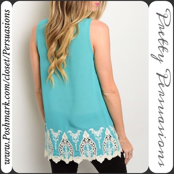 SOLD OUT 🌻 NWT Jade Sleeveless Crochet Trim Top - Picture 3 of 3