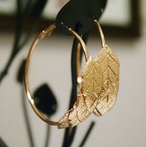 Golden Leaves Hoop Earrings