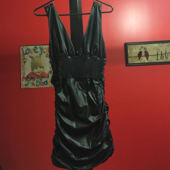 Black leather dress