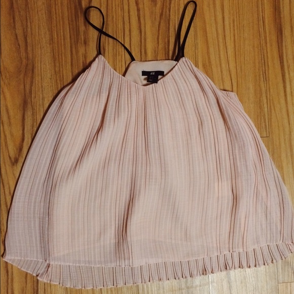 H&M pale pink pleaded blouse