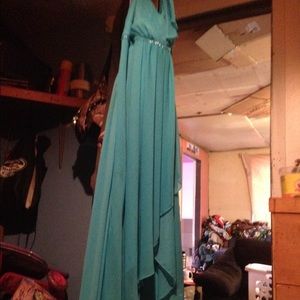 Blue David's Bridal Halter Dress