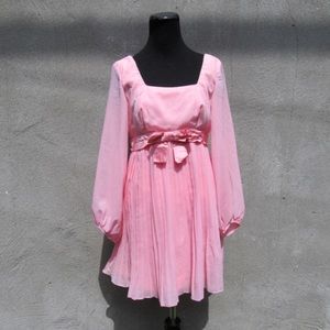 1960s Vintage Pink Baby Doll Party Dress (Small)