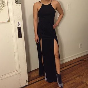 Black Suede Maxi w/ Leg Slits