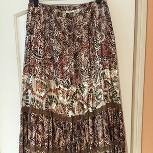 One of the Kind Pleaded Abstract Silk Maxi Skirt
