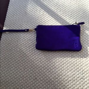 purple leather wristlet bag