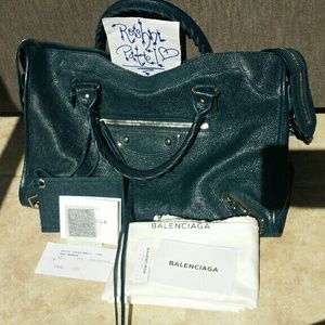 Balenciaga Metallic Edge classic City bag teal Balenciaga Metallic Edge classic City bag teal