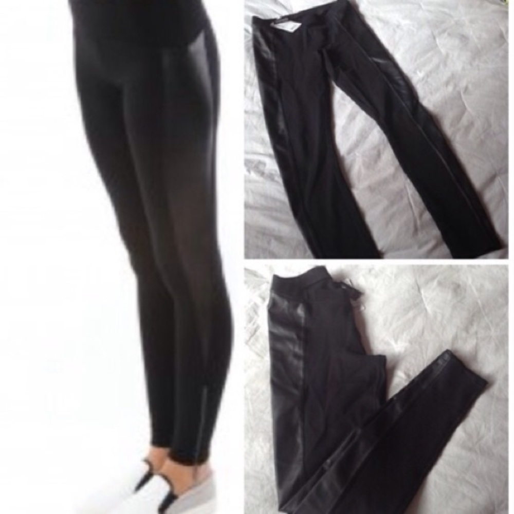 HUE POINTE LEATHERETTE STRAIGHT LEG PANTS XS NWT
