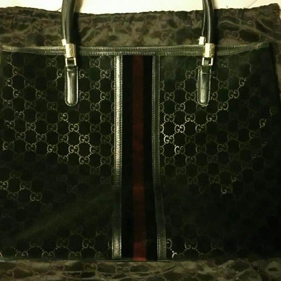 Gucci GG Monogram Suede Large Black Tote