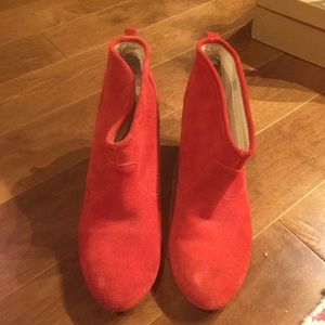 Red suede booties