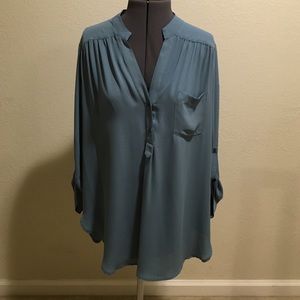 Dusty Blue Tunic with Roll Sleeves