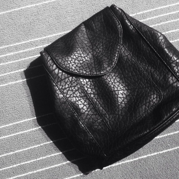 Black Faux Leather Backpack