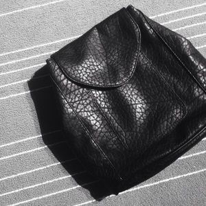 Black Faux Leather Backpack