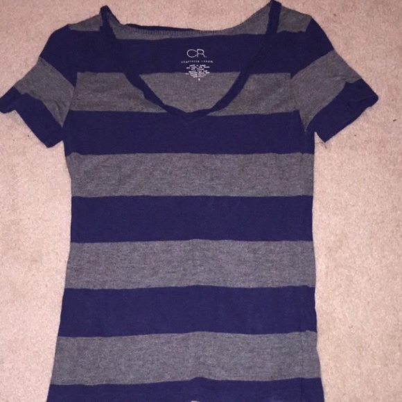 Blue and gray striped shirt