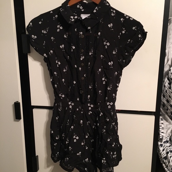 Black floral romper