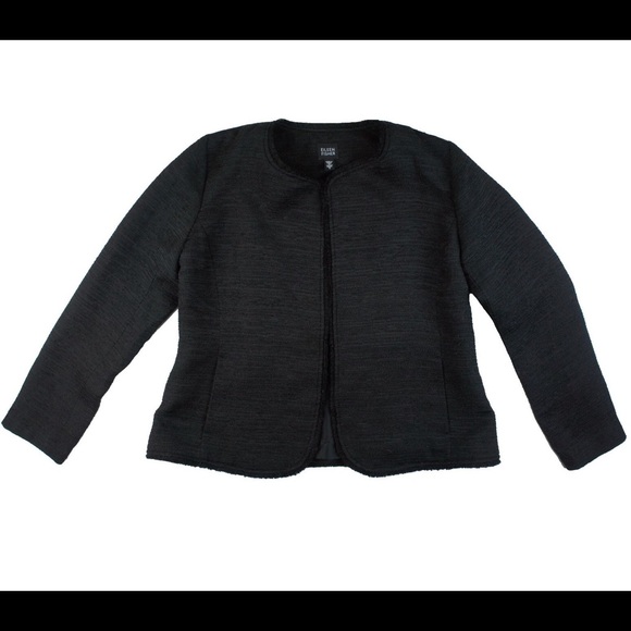Eileen Fisher Jackets & Blazers - Eileen Fisher Black Shimmer Fringe Trim Jacket