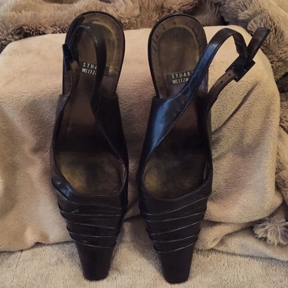 Stuart Weitzman Sling Back Chocolate Brown Heels - Picture 2 of 4