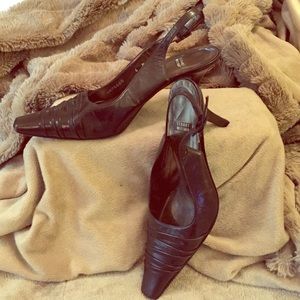Stuart Weitzman Sling Back Chocolate Brown Heels