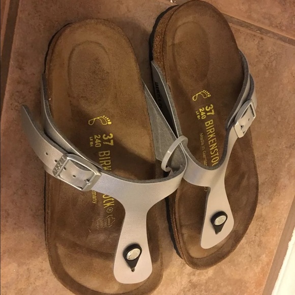 Birkenstock Gizeh Birko-Flor Sandal 37 6 Silver - Picture 2 of 3