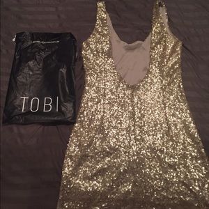 Gold Sequin Bodycon Dress (size: small)