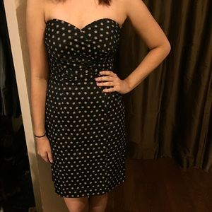 Cute polka dot strapless dress