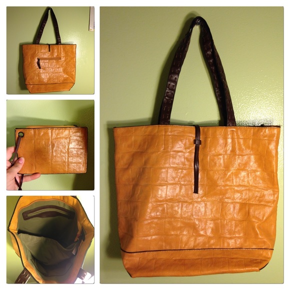 Mustard and Brown Large Handbag