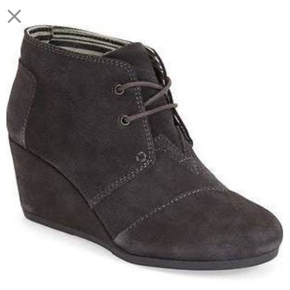 Toms grey heeled wedges
