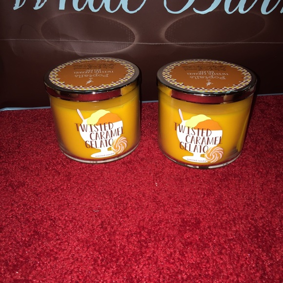 New x2 BBW 3 Wick Twisted Caramel Gelato Candle