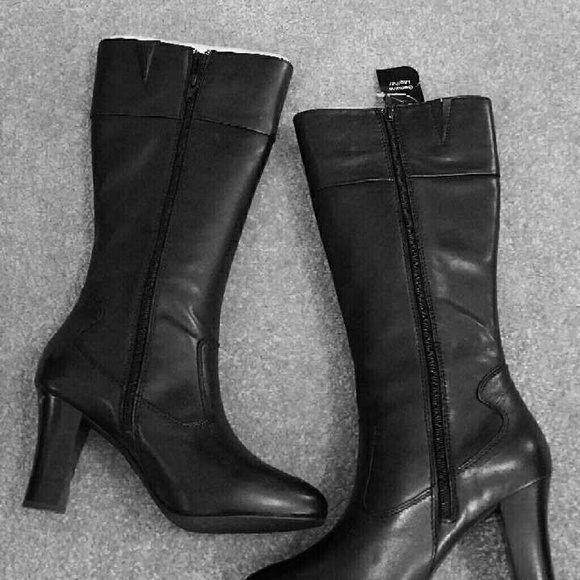 a.n.a Black Genuine Leather Boots - Picture 1 of 4