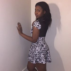 Aztec print dress black and white dress.