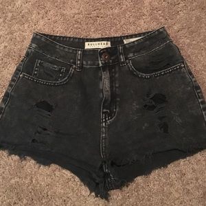 Black denim high waisted shorts