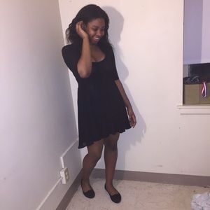 All black high low type dress