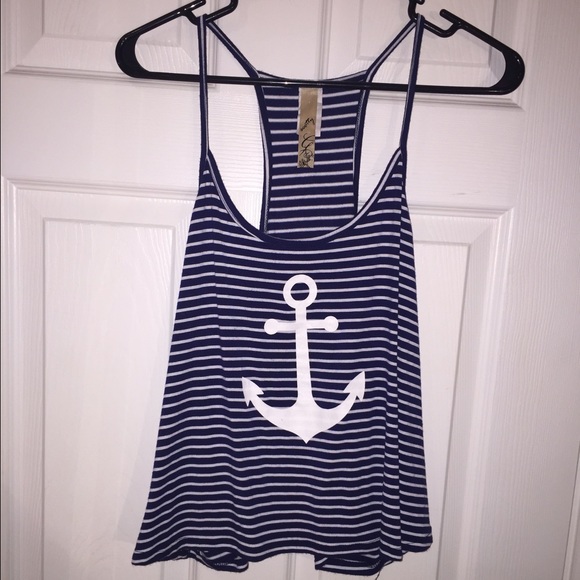 ⚓️⚓️ X-Large Blue and white Razorback Crop Top⚓️⚓️